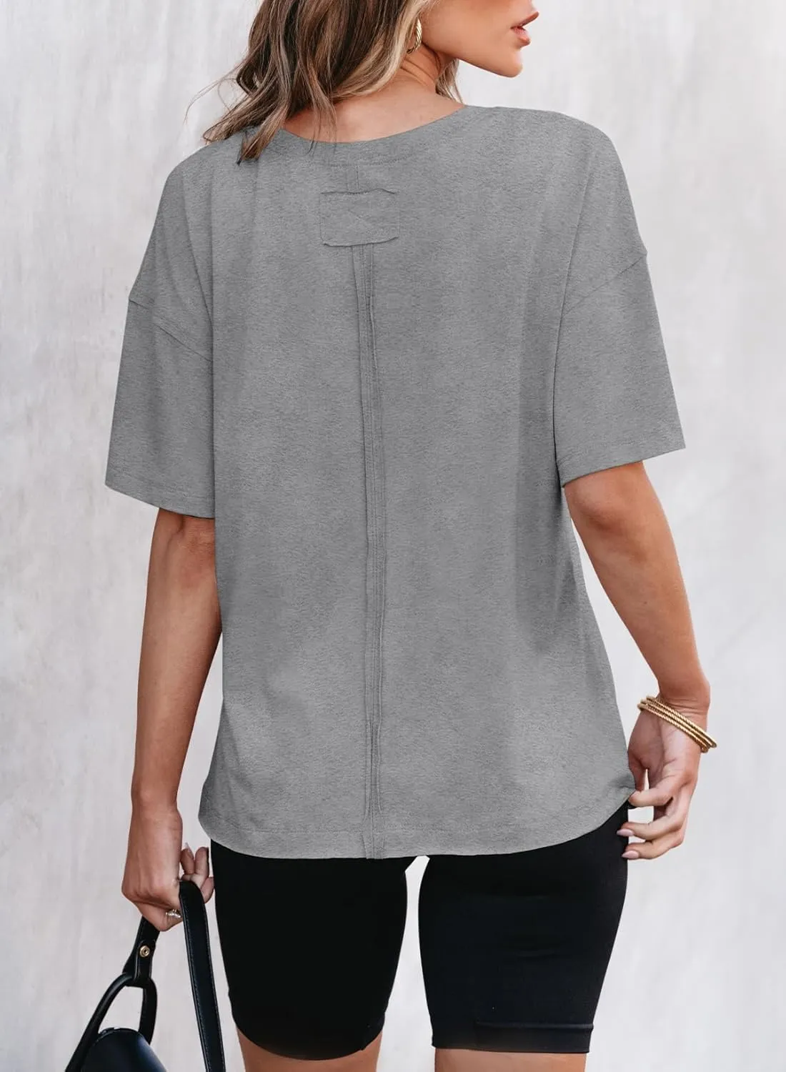 EVALESS Womens Fashion Summer Tops 2025 Crewneck Short Sleeve T Shirts