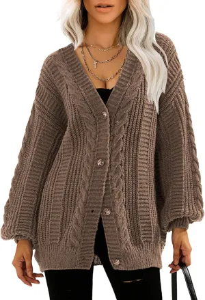 EXLURA Womens 2025 Oversized Cardigan Sweaters Fall Winter Lightweight Soft Knit Cardigan Open Front Button Outwear Coats