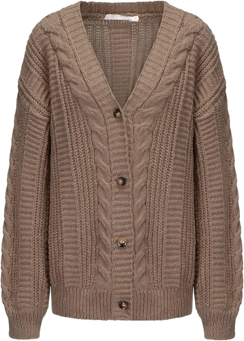 EXLURA Womens 2025 Oversized Cardigan Sweaters Fall Winter Lightweight Soft Knit Cardigan Open Front Button Outwear Coats