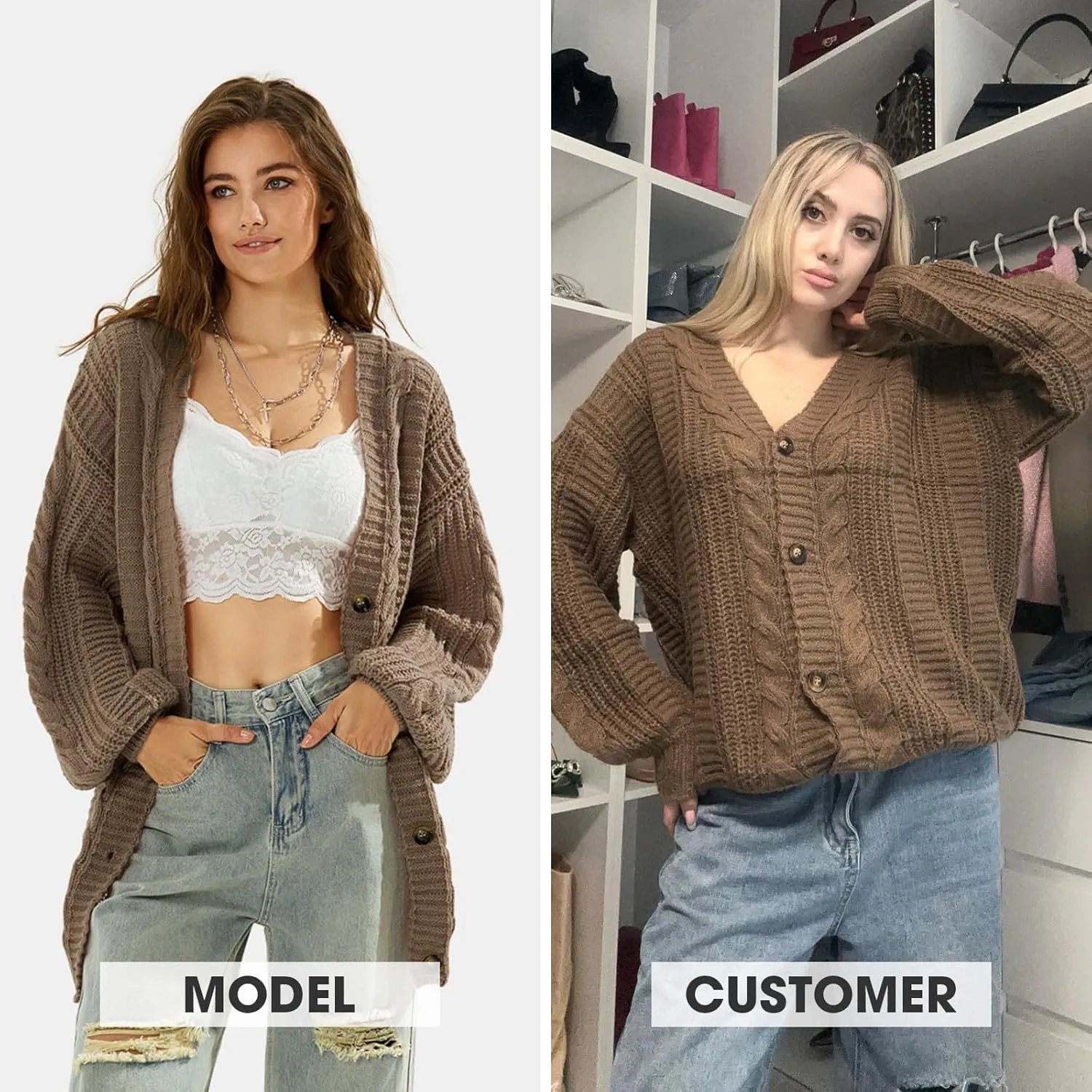 EXLURA Womens 2025 Oversized Cardigan Sweaters Fall Winter Lightweight Soft Knit Cardigan Open Front Button Outwear Coats