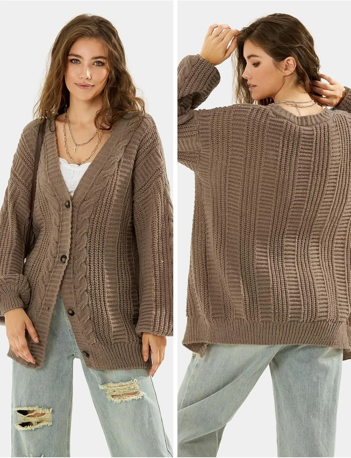 EXLURA Womens 2025 Oversized Cardigan Sweaters Fall Winter Lightweight Soft Knit Cardigan Open Front Button Outwear Coats