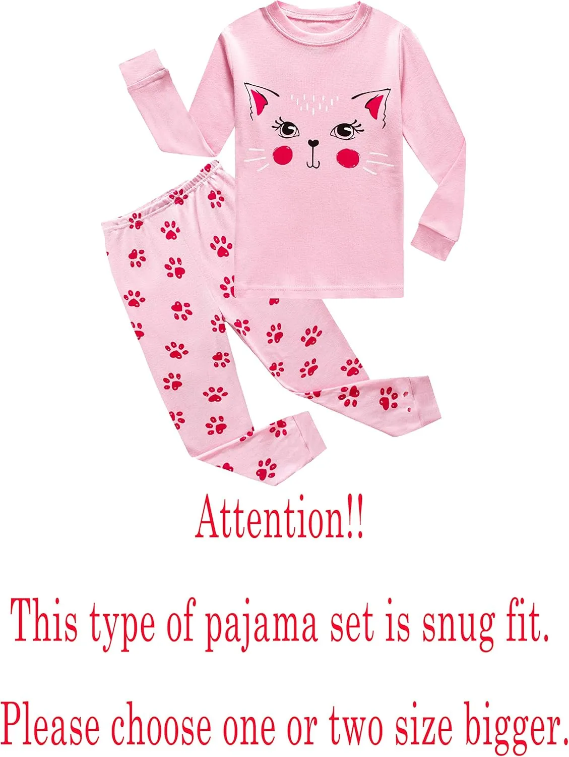 Family Feeling Kids & Toddler Girls Boys Pajamas 2 Piece Pjs Set 100% Cotton Sleepwear
