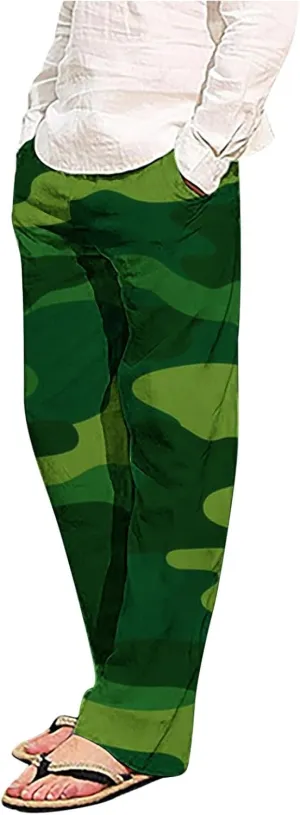 Finelylove Mens Sweatpants Loose Fit Camo Pants Elastic Waist Straight Leg Casual Lounge Pants Loungewear Trousers