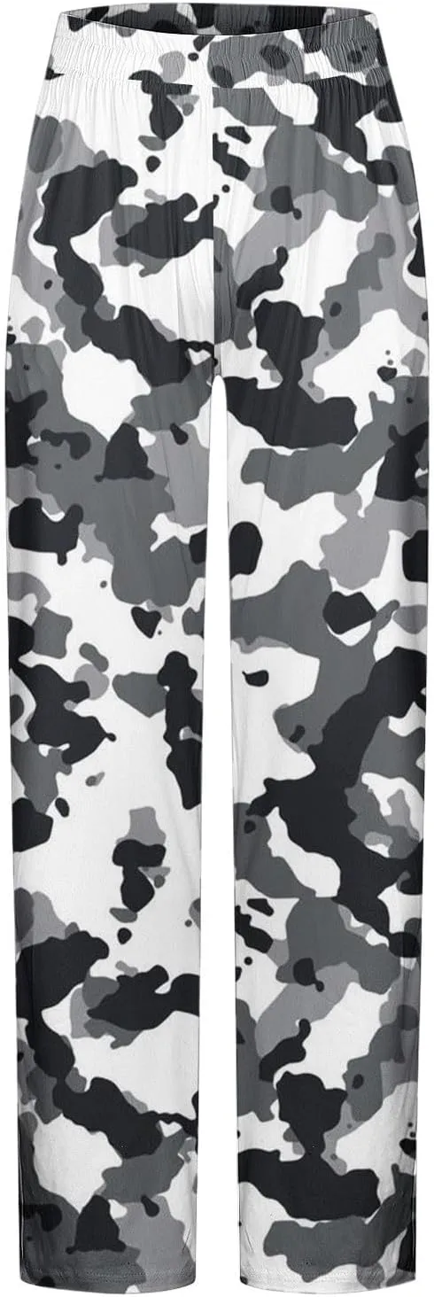 Finelylove Mens Sweatpants Loose Fit Camo Pants Elastic Waist Straight Leg Casual Lounge Pants Loungewear Trousers