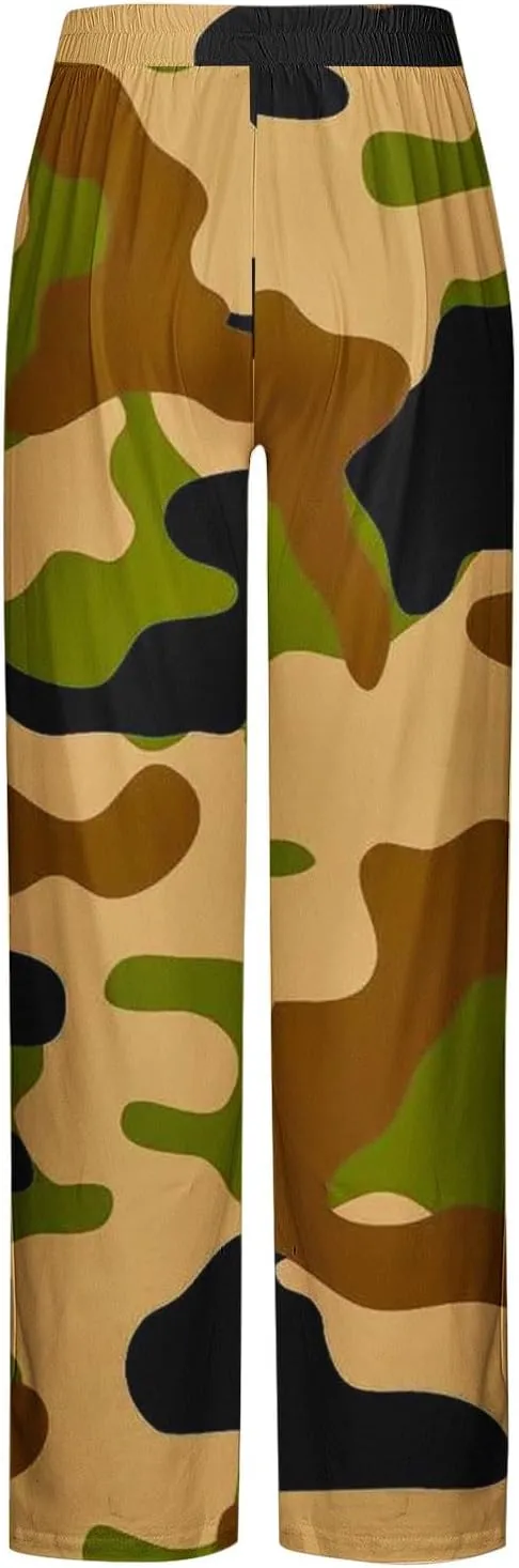 Finelylove Mens Sweatpants Loose Fit Camo Pants Elastic Waist Straight Leg Casual Lounge Pants Loungewear Trousers