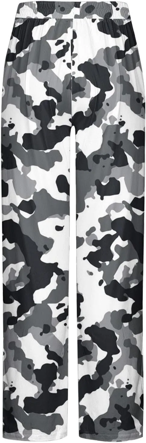Finelylove Mens Sweatpants Loose Fit Camo Pants Elastic Waist Straight Leg Casual Lounge Pants Loungewear Trousers