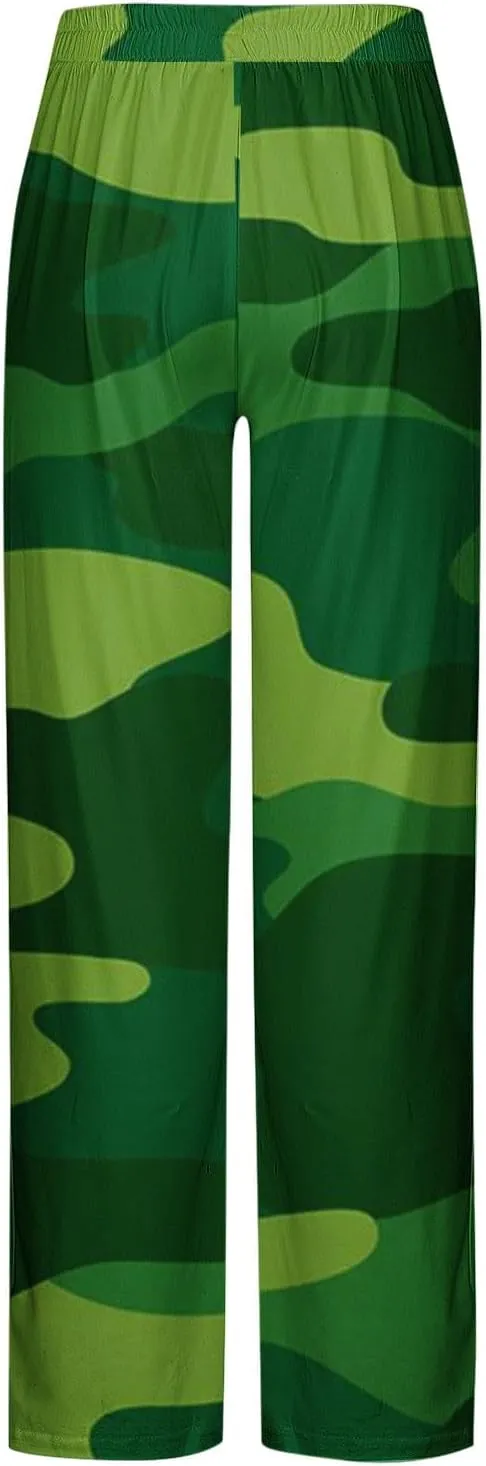 Finelylove Mens Sweatpants Loose Fit Camo Pants Elastic Waist Straight Leg Casual Lounge Pants Loungewear Trousers