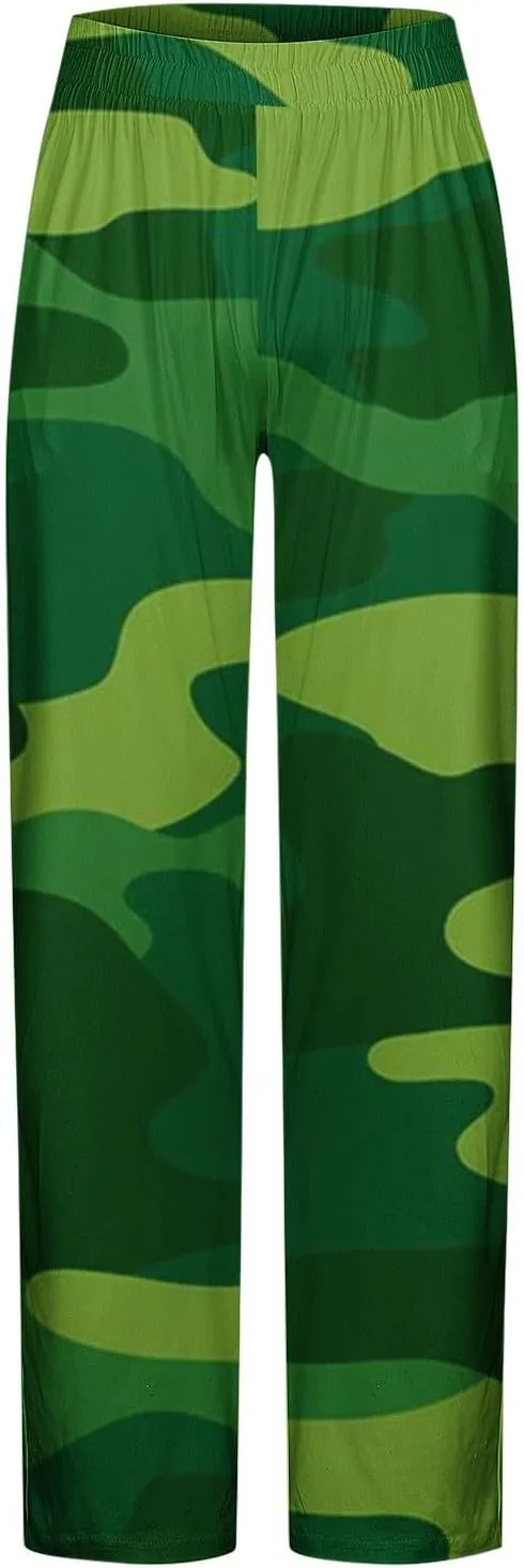 Finelylove Mens Sweatpants Loose Fit Camo Pants Elastic Waist Straight Leg Casual Lounge Pants Loungewear Trousers