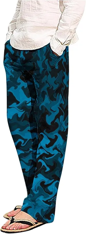 Finelylove Mens Sweatpants Loose Fit Camo Pants Elastic Waist Straight Leg Casual Lounge Pants Loungewear Trousers