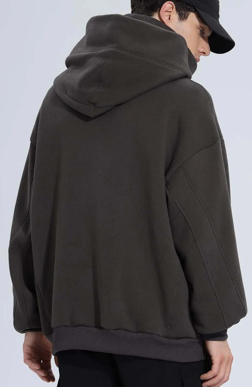 Fleece Hoodies for Men Cowl Neck Sweatshirts Casual Pullover Fall Winter Loose Fit Tops with Embroidery