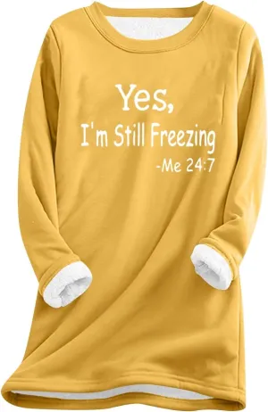 Fleece Sweatshirts for Women Sherpa Lined Winter Warm Funny Sayings Pullover Top Round Neck Long Sleeve Tunic Tops