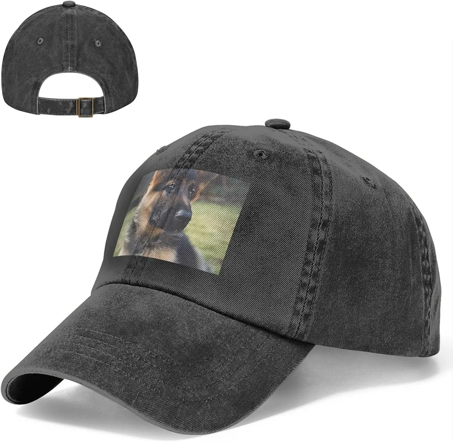 German Shepherd Puppy Unisex Baseball Cap Breathable Cotton Trucker Hat Classic Denim Dad Hat Summer Sun Hat