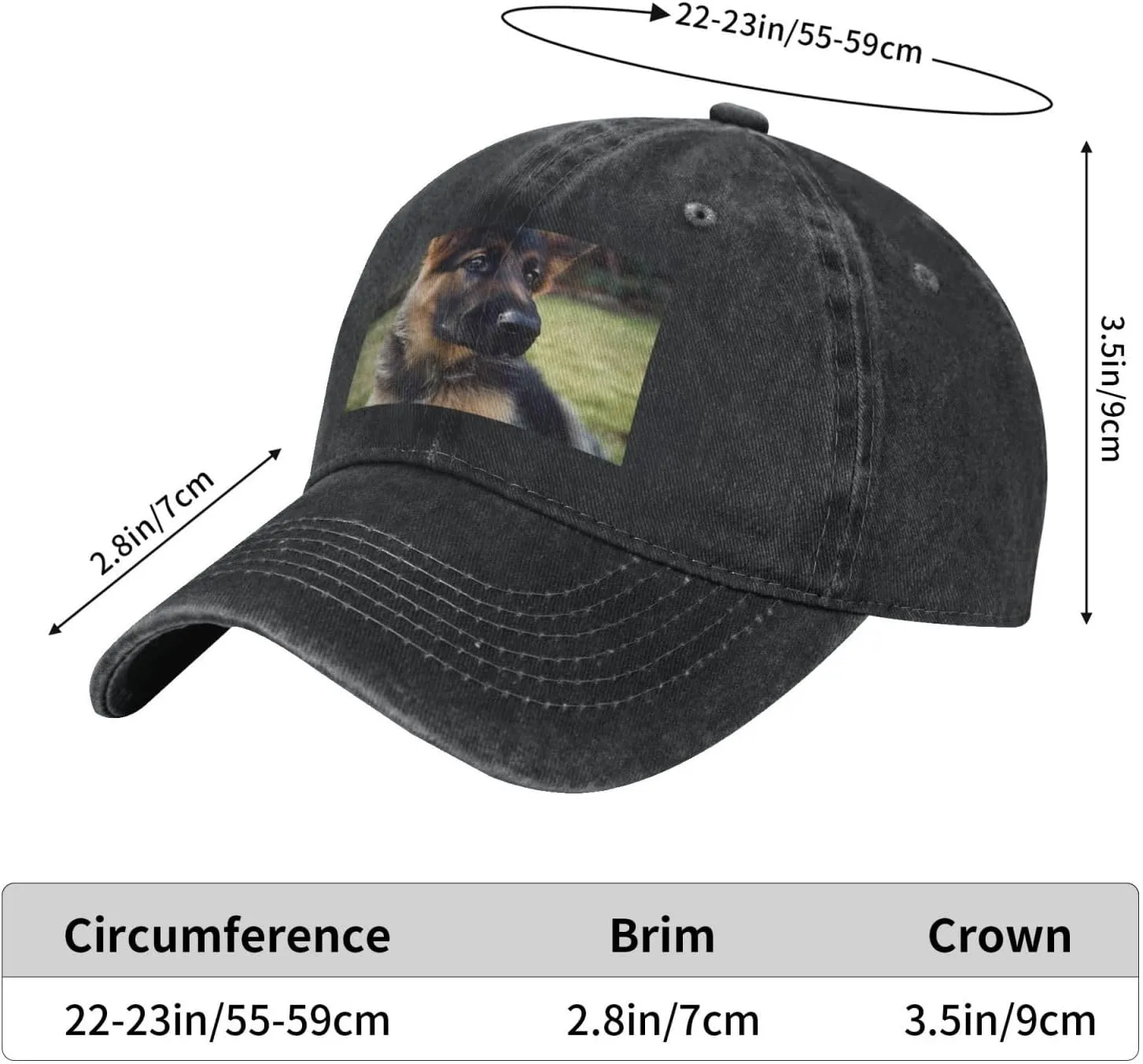 German Shepherd Puppy Unisex Baseball Cap Breathable Cotton Trucker Hat Classic Denim Dad Hat Summer Sun Hat