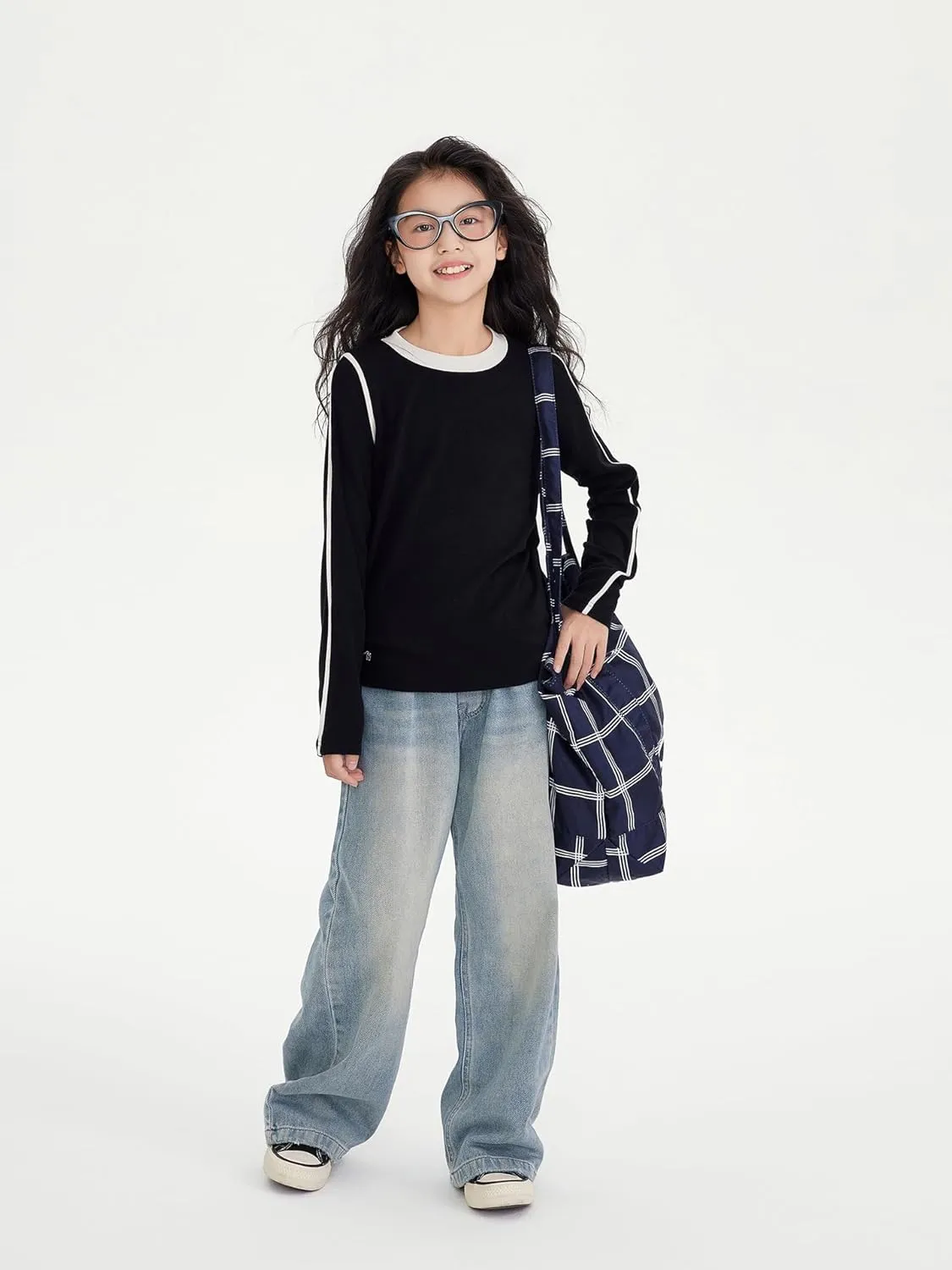 Girls Straight Wide Leg Baggy Denim Jeans,Soft Big Kids Pants Size 8-10-12-14-16
