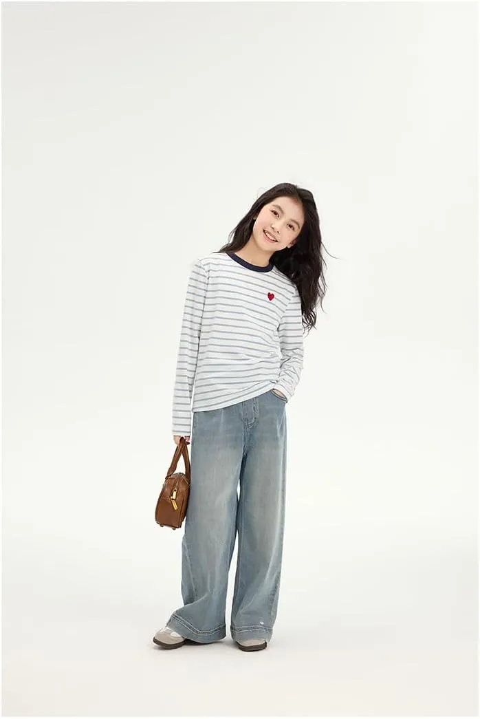 Girls Straight Wide Leg Baggy Denim Jeans,Soft Big Kids Pants Size 8-10-12-14-16
