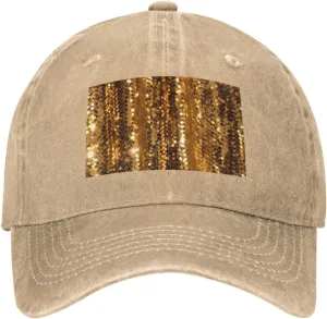 Gold Sequin Sparkle Unisex Baseball Cap Breathable Cotton Trucker Hat Classic Denim Dad Hat Summer Sun Hat