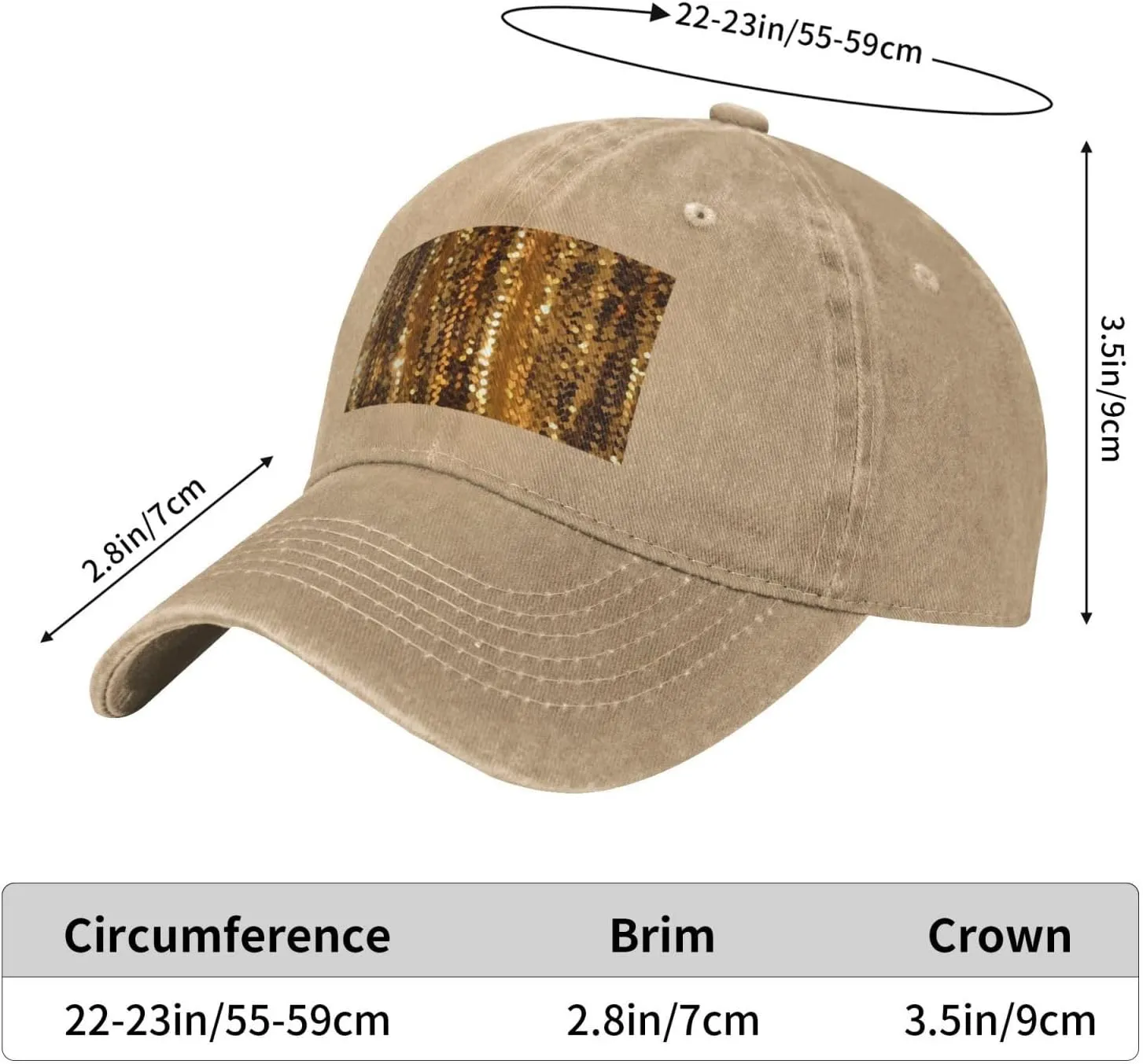 Gold Sequin Sparkle Unisex Baseball Cap Breathable Cotton Trucker Hat Classic Denim Dad Hat Summer Sun Hat