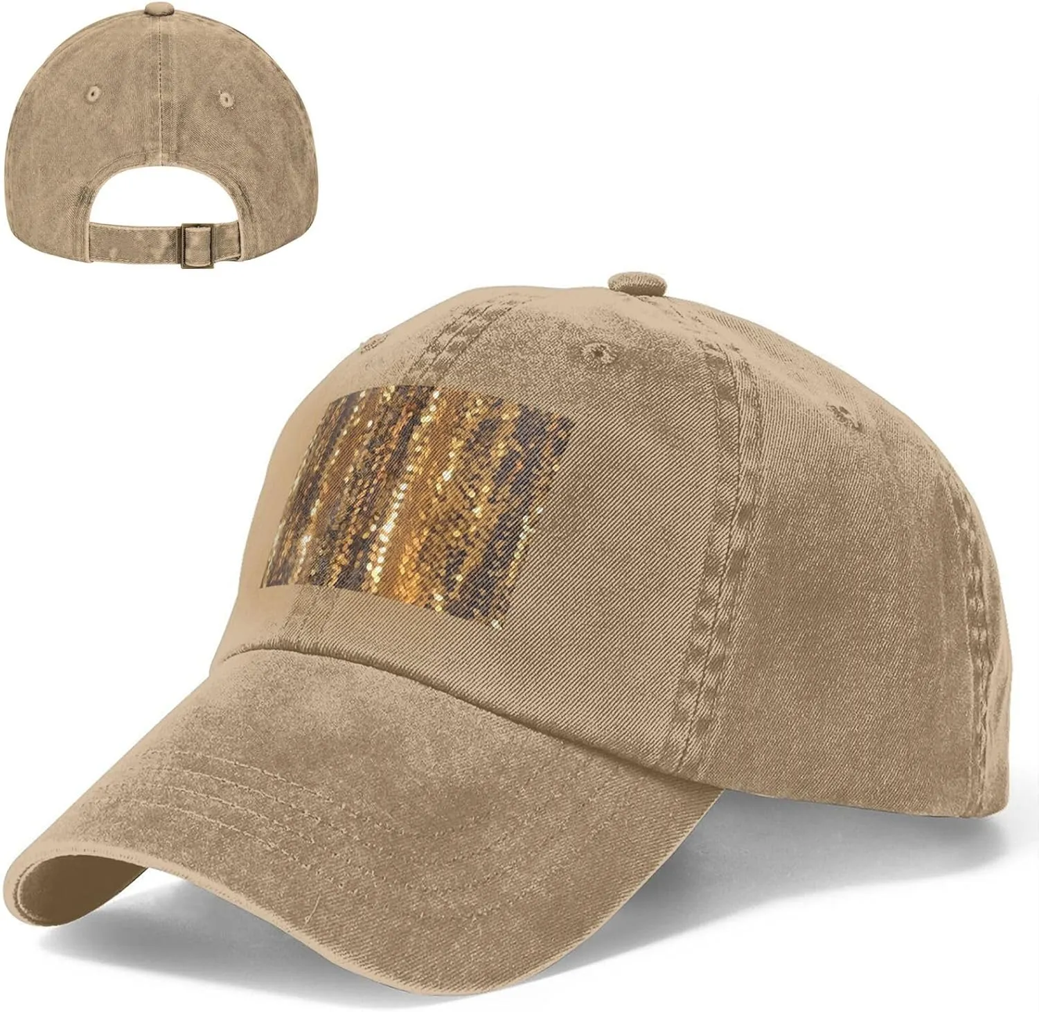 Gold Sequin Sparkle Unisex Baseball Cap Breathable Cotton Trucker Hat Classic Denim Dad Hat Summer Sun Hat