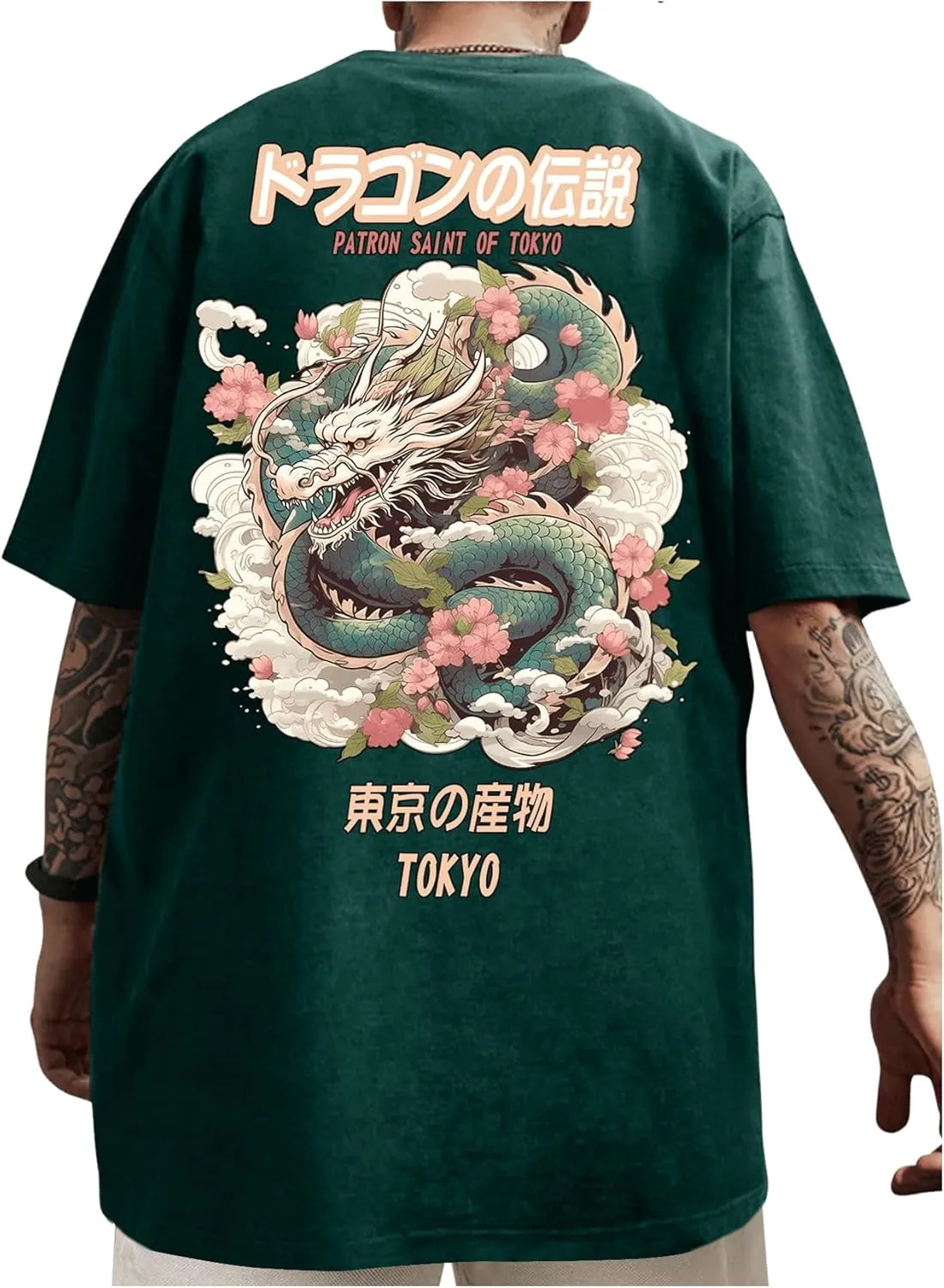 GORGLITTER Men's Graphic Japanese Print Short Sleeve Tee Tops Casual Round Neck T Shirts