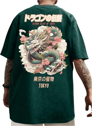 GORGLITTER Men's Graphic Japanese Print Short Sleeve Tee Tops Casual Round Neck T Shirts