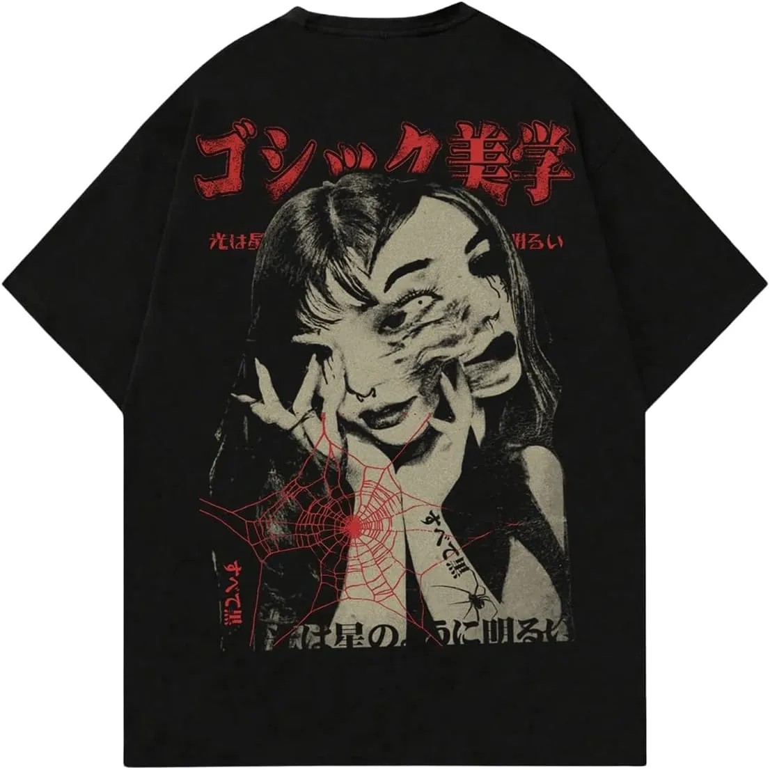 GORGLITTER Men's Graphic Japanese Print Short Sleeve Tee Tops Casual Round Neck T Shirts