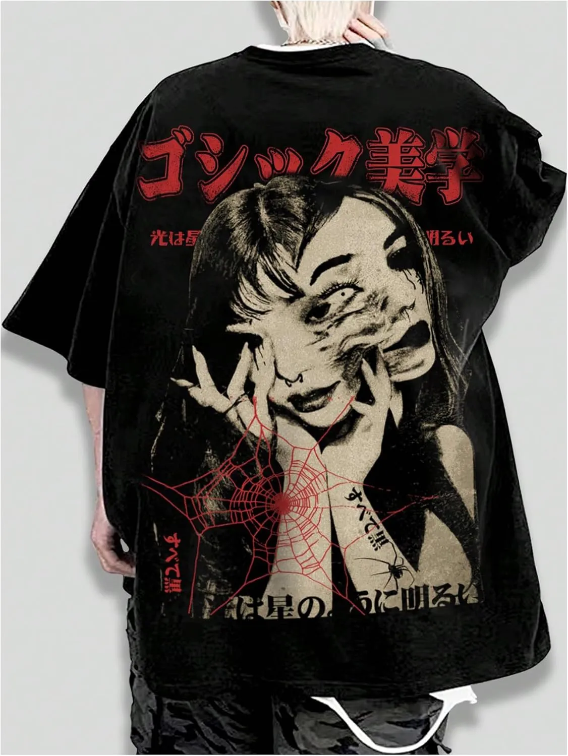 GORGLITTER Men's Graphic Japanese Print Short Sleeve Tee Tops Casual Round Neck T Shirts