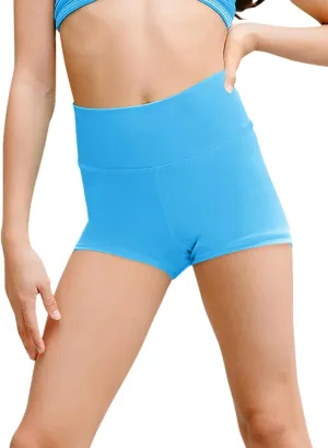 Haloumoning Girls Athletic Shorts Kids High Waisted Yoga Dance Biker Shorts Comfy Gymnastics Shorts 5-14Y