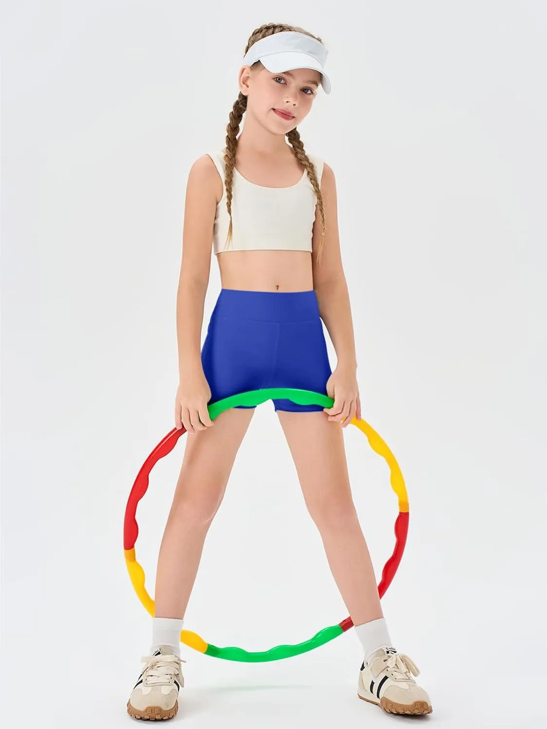 Haloumoning Girls Athletic Shorts Kids High Waisted Yoga Dance Biker Shorts Comfy Gymnastics Shorts 5-14Y