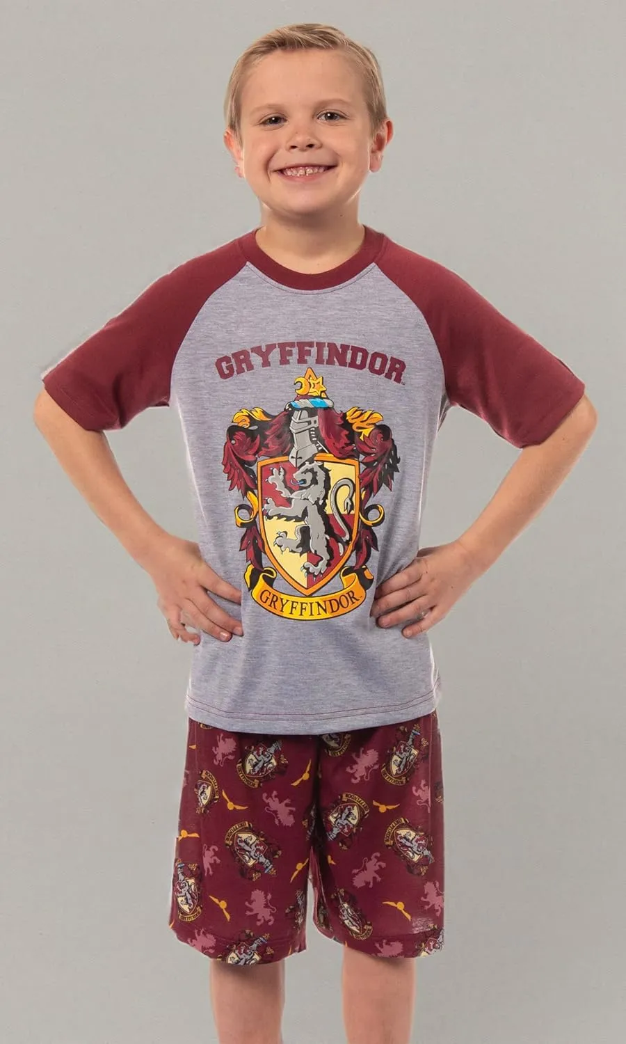 Harry Potter Boys' Hogwarts All Houses Sleep Pajama Set Shorts