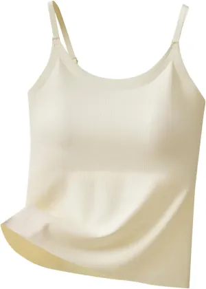 HGps8w Women's Seamless Tank Tops with Built in Bras - Basic Summer Spaghetti Strap Padded Camisole Workout Yoga Shirts