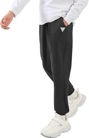 HIBETY Boys Athletic Pants, Moisture-Wicking Breathable Cotton Sweatpants with Elastic Drawstring