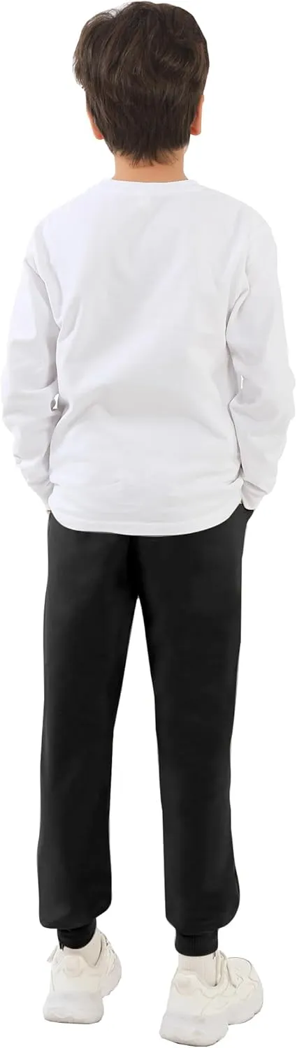 HIBETY Boys Athletic Pants, Moisture-Wicking Breathable Cotton Sweatpants with Elastic Drawstring