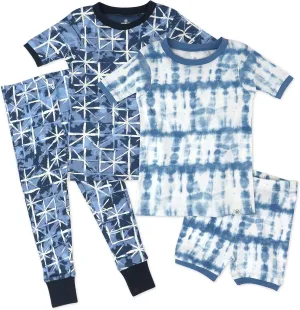 HonestBaby Baby and Toddler Boys' 100% Organic Cotton 4-Piece Long and Short Sleepwear Pajamas