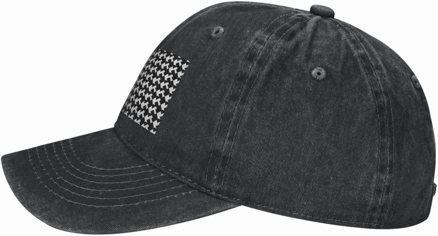Houndstooth Black Unisex Baseball Cap Breathable Cotton Trucker Hat Classic Denim Dad Hat Summer Sun Hat