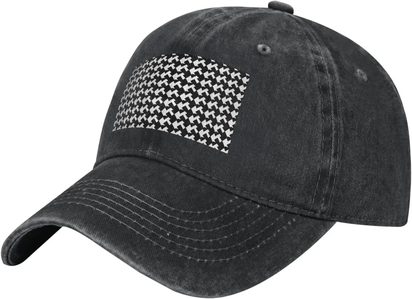 Houndstooth Black Unisex Baseball Cap Breathable Cotton Trucker Hat Classic Denim Dad Hat Summer Sun Hat