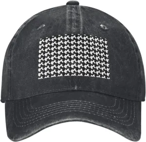 Houndstooth Black Unisex Baseball Cap Breathable Cotton Trucker Hat Classic Denim Dad Hat Summer Sun Hat