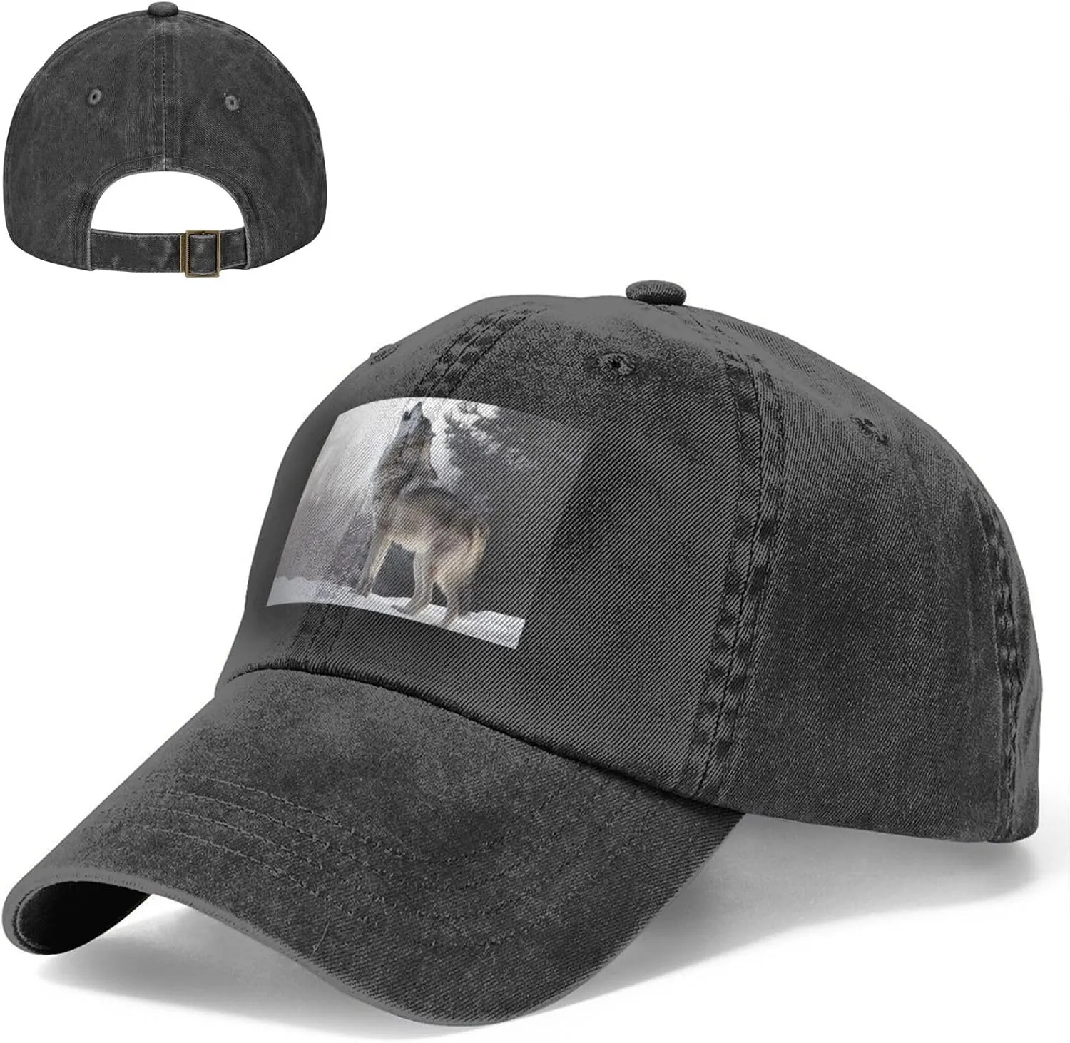 Howling Wolf Unisex Baseball Cap Breathable Cotton Trucker Hat Classic Denim Dad Hat Summer Sun Hat