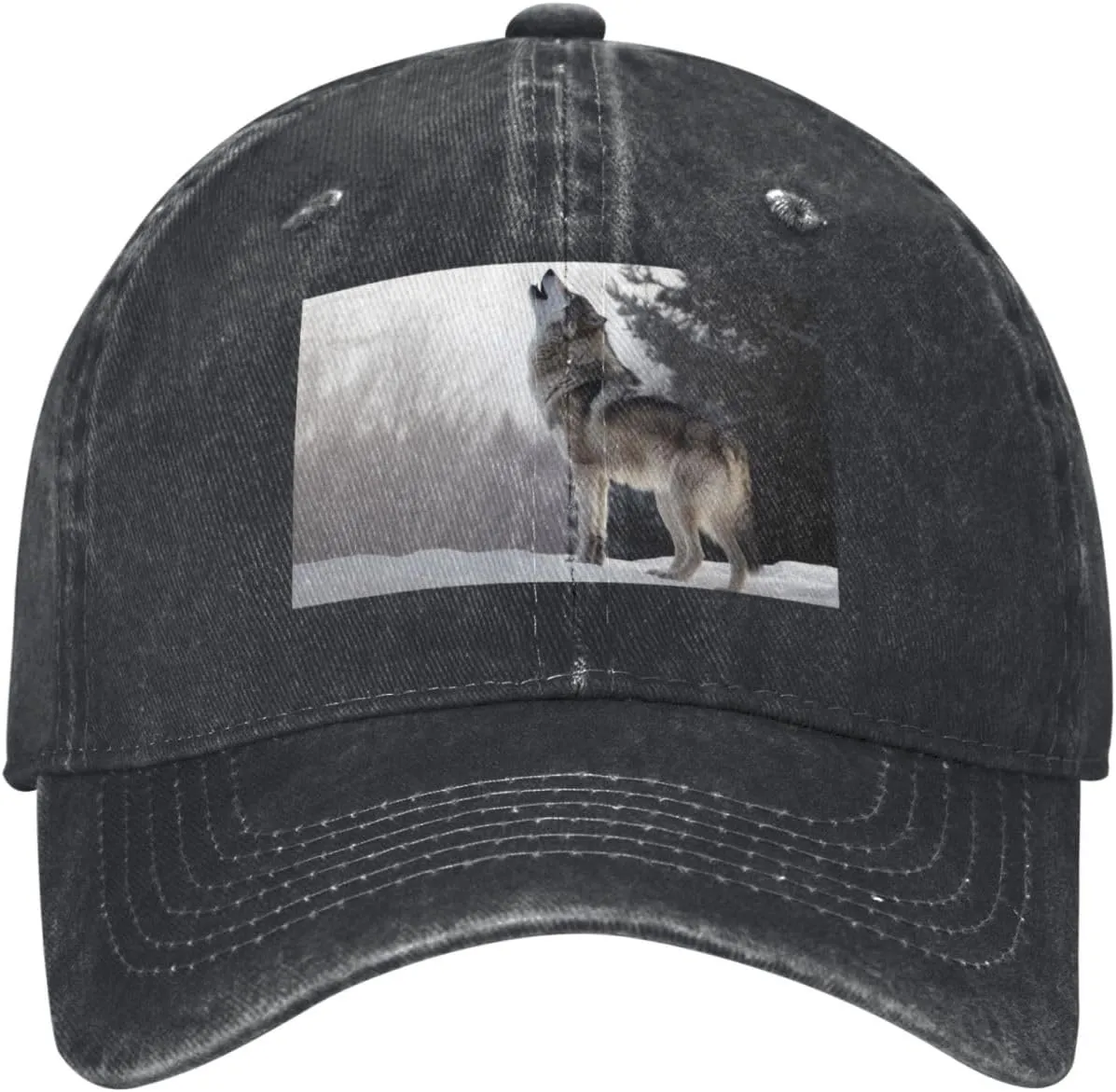 Howling Wolf Unisex Baseball Cap Breathable Cotton Trucker Hat Classic Denim Dad Hat Summer Sun Hat