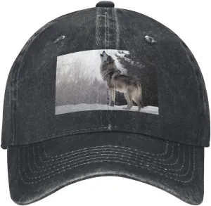 Howling Wolf Unisex Baseball Cap Breathable Cotton Trucker Hat Classic Denim Dad Hat Summer Sun Hat