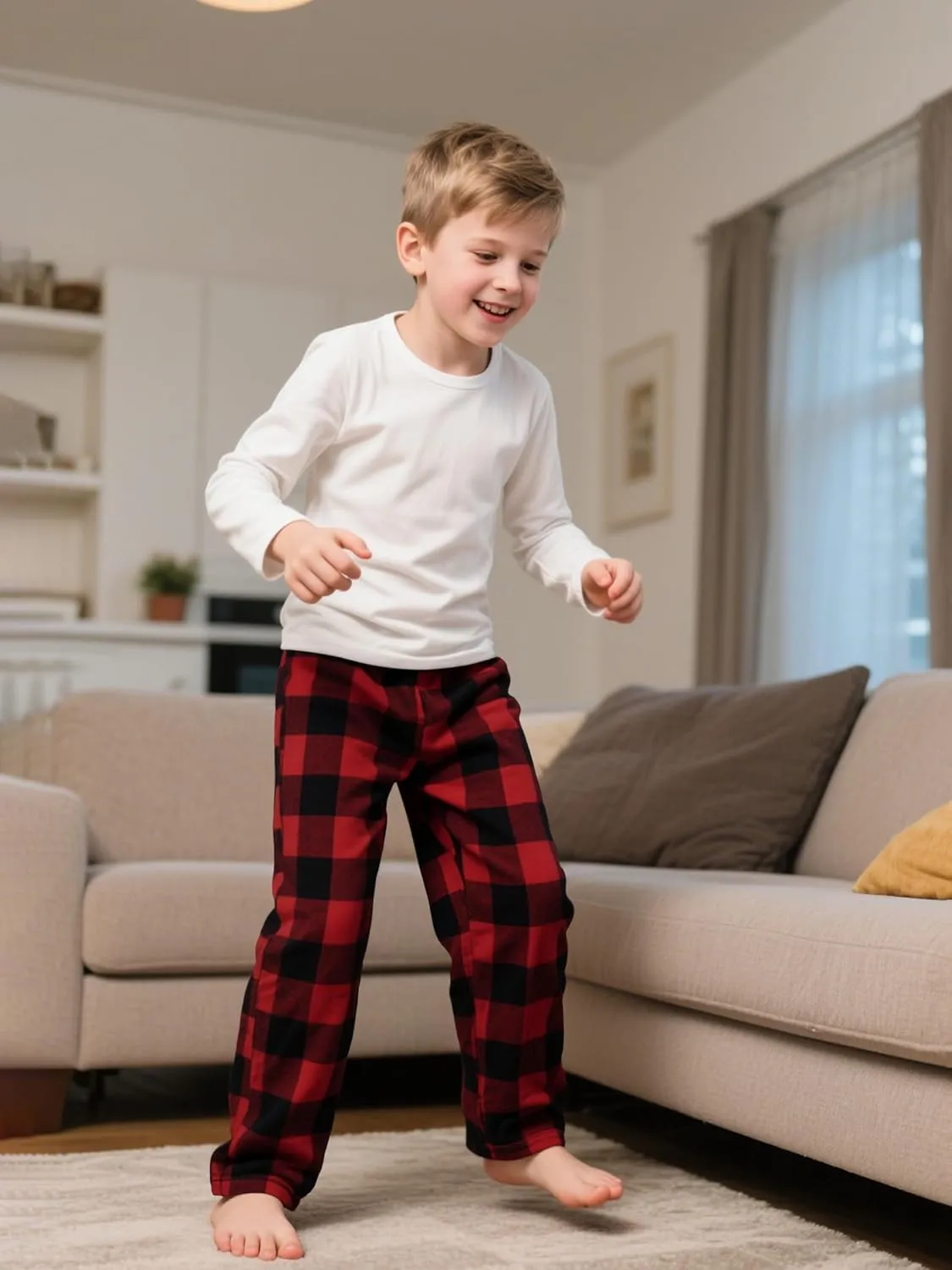 IHU Cotton Boys Pajama Pants Kids Plaid Pajamas Bottom Flannel Soft Lounge Pants With Drawstring and Pockets