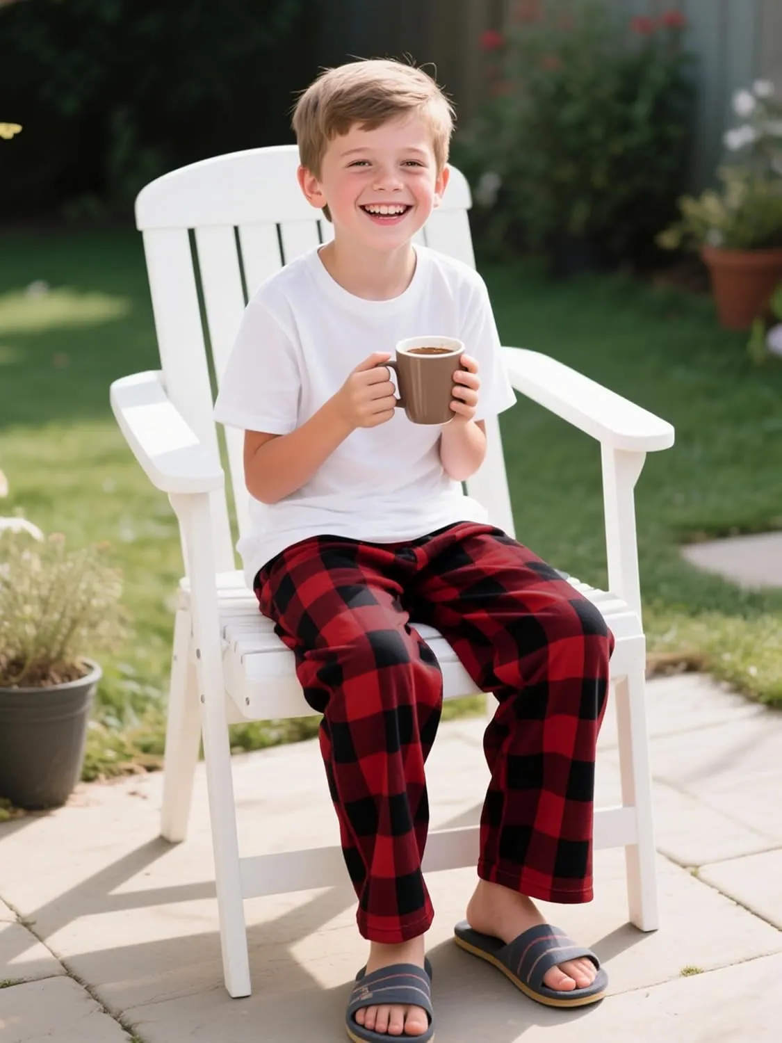 IHU Cotton Boys Pajama Pants Kids Plaid Pajamas Bottom Flannel Soft Lounge Pants With Drawstring and Pockets