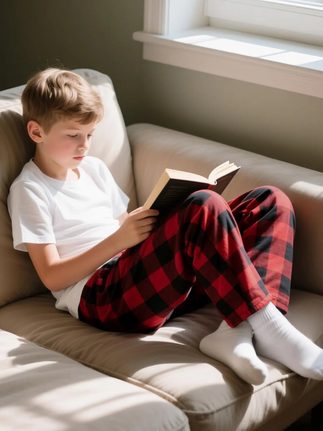 IHU Cotton Boys Pajama Pants Kids Plaid Pajamas Bottom Flannel Soft Lounge Pants With Drawstring and Pockets