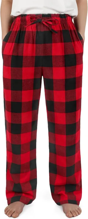 IHU Cotton Boys Pajama Pants Kids Plaid Pajamas Bottom Flannel Soft Lounge Pants With Drawstring and Pockets