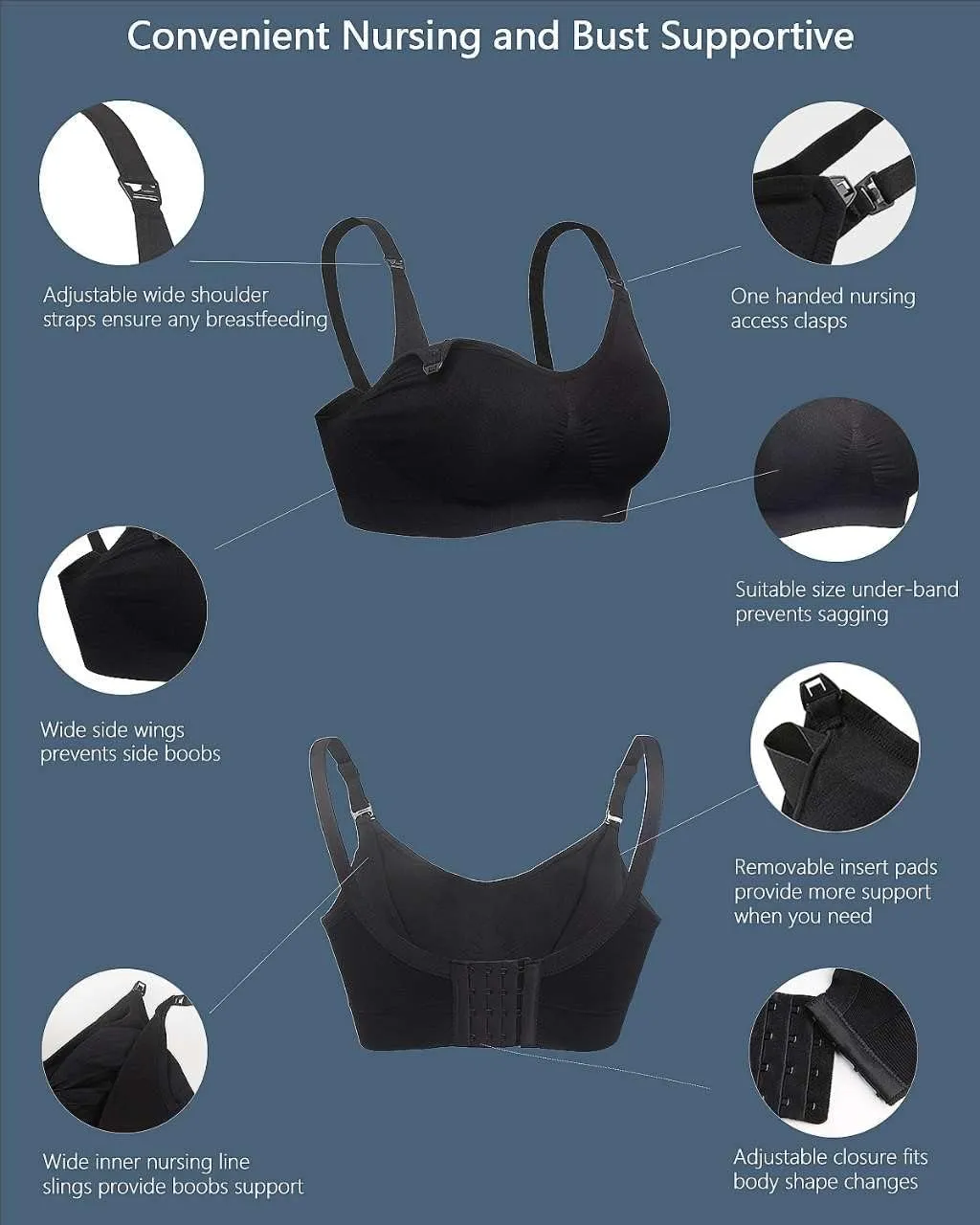 iloveSIA Nursing Bras for Breastfeeding–Seamless Ultra Comfort Soft Support Bralette for Pregnancy Maternity Sleep 3 of Pack