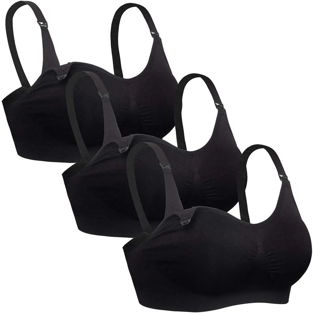 iloveSIA Nursing Bras for Breastfeeding–Seamless Ultra Comfort Soft Support Bralette for Pregnancy Maternity Sleep 3 of Pack