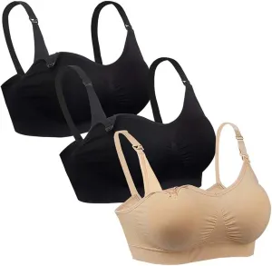 iloveSIA Nursing Bras for Breastfeeding–Seamless Ultra Comfort Soft Support Bralette for Pregnancy Maternity Sleep 3 of Pack