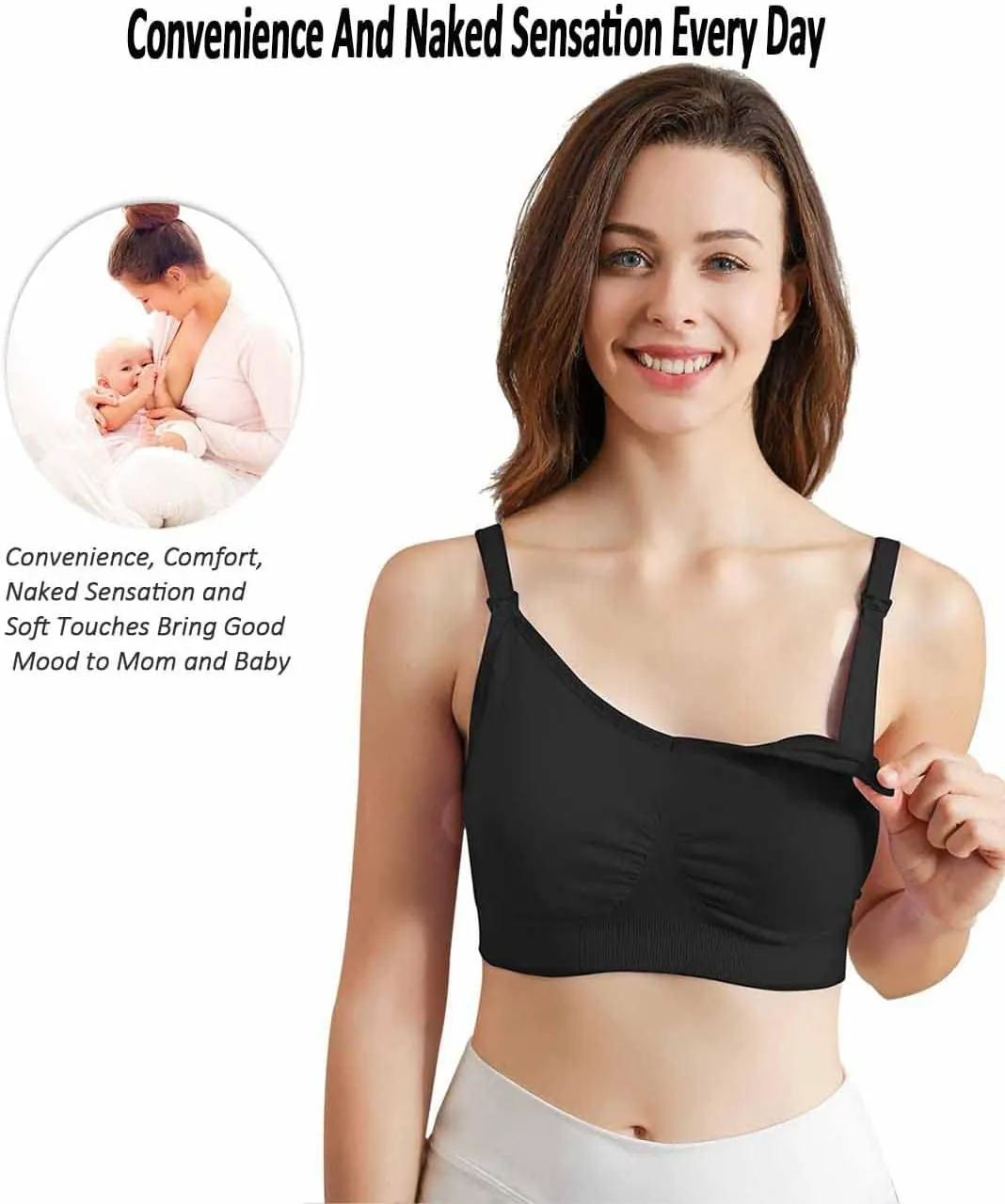 iloveSIA Nursing Bras for Breastfeeding–Seamless Ultra Comfort Soft Support Bralette for Pregnancy Maternity Sleep 3 of Pack