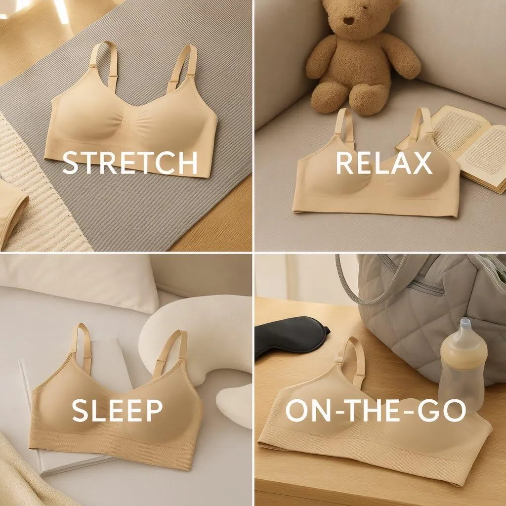 iloveSIA Nursing Bras for Breastfeeding–Seamless Ultra Comfort Soft Support Bralette for Pregnancy Maternity Sleep 3 of Pack