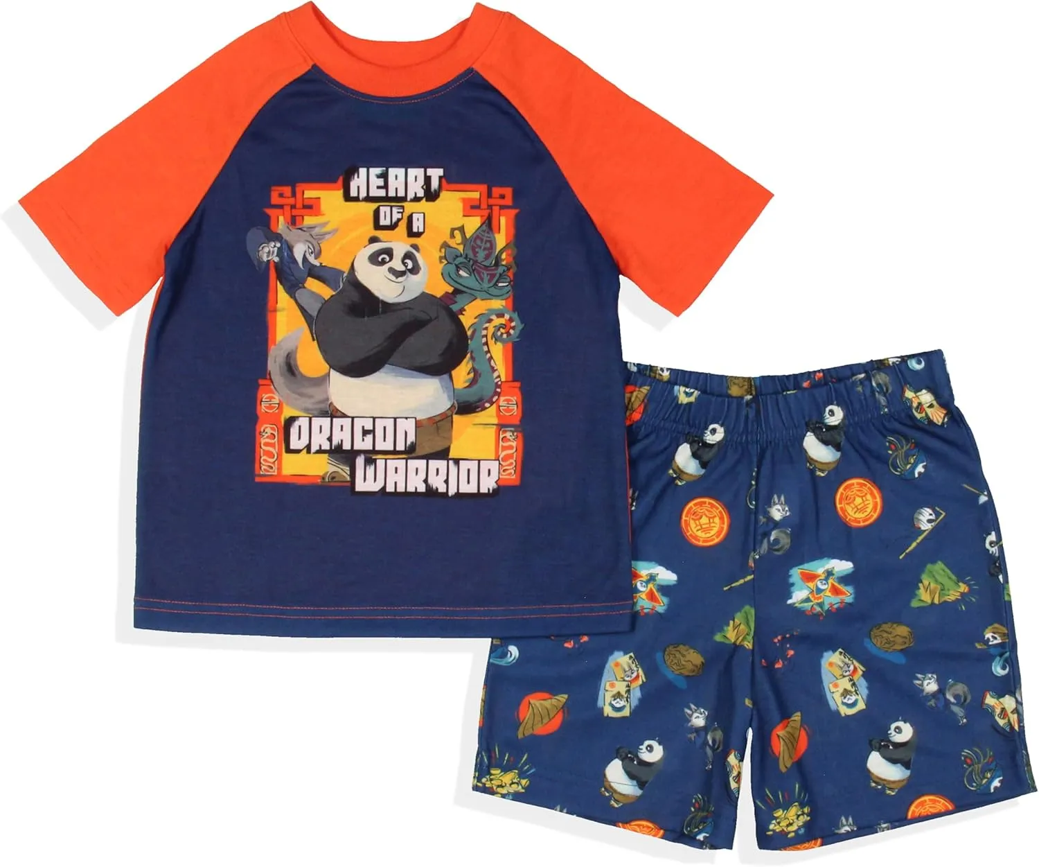 INTIMO Kung Fu Panda 4 Toddler Boy's Heart of a Dragon Warrior Sleep Pajama Set Short