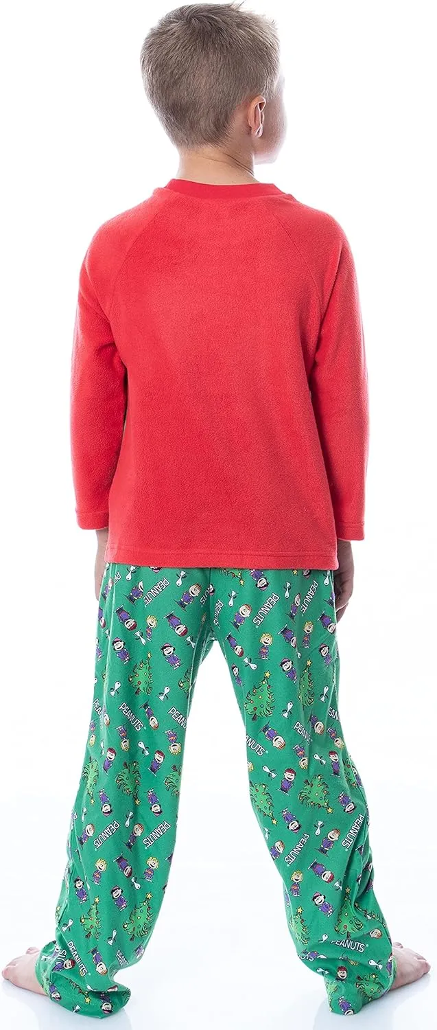 INTIMO Peanuts Boys' Christmas Holiday Season Sing Along Sleep Pajama Set
